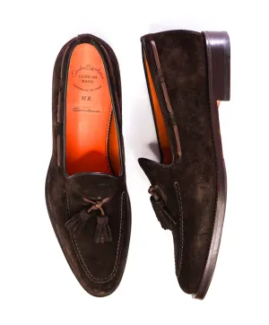 $1,595 Santoni CUSTOM Brown Tassel Loafers Suede US 11 (UK 10)