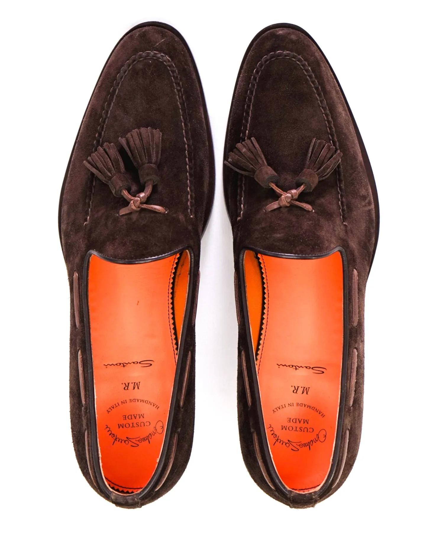 $1,595 Santoni CUSTOM Brown Tassel Loafers Suede US 11 (UK 10)
