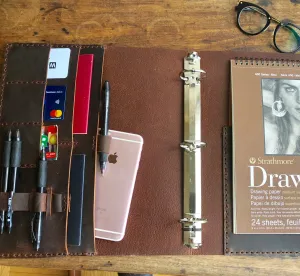 7 Pocket Binder / Leather Notebook binder / Legal Pad Holder/ 3 Ring Notebook Organizer