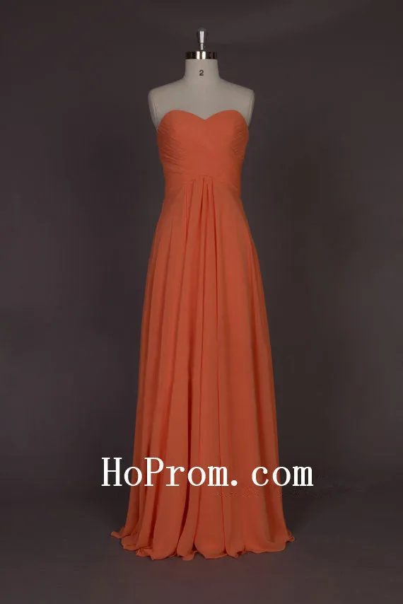 A-Line Chiffon Prom Dress,Long Orange Prom Dresses,Evening Dress