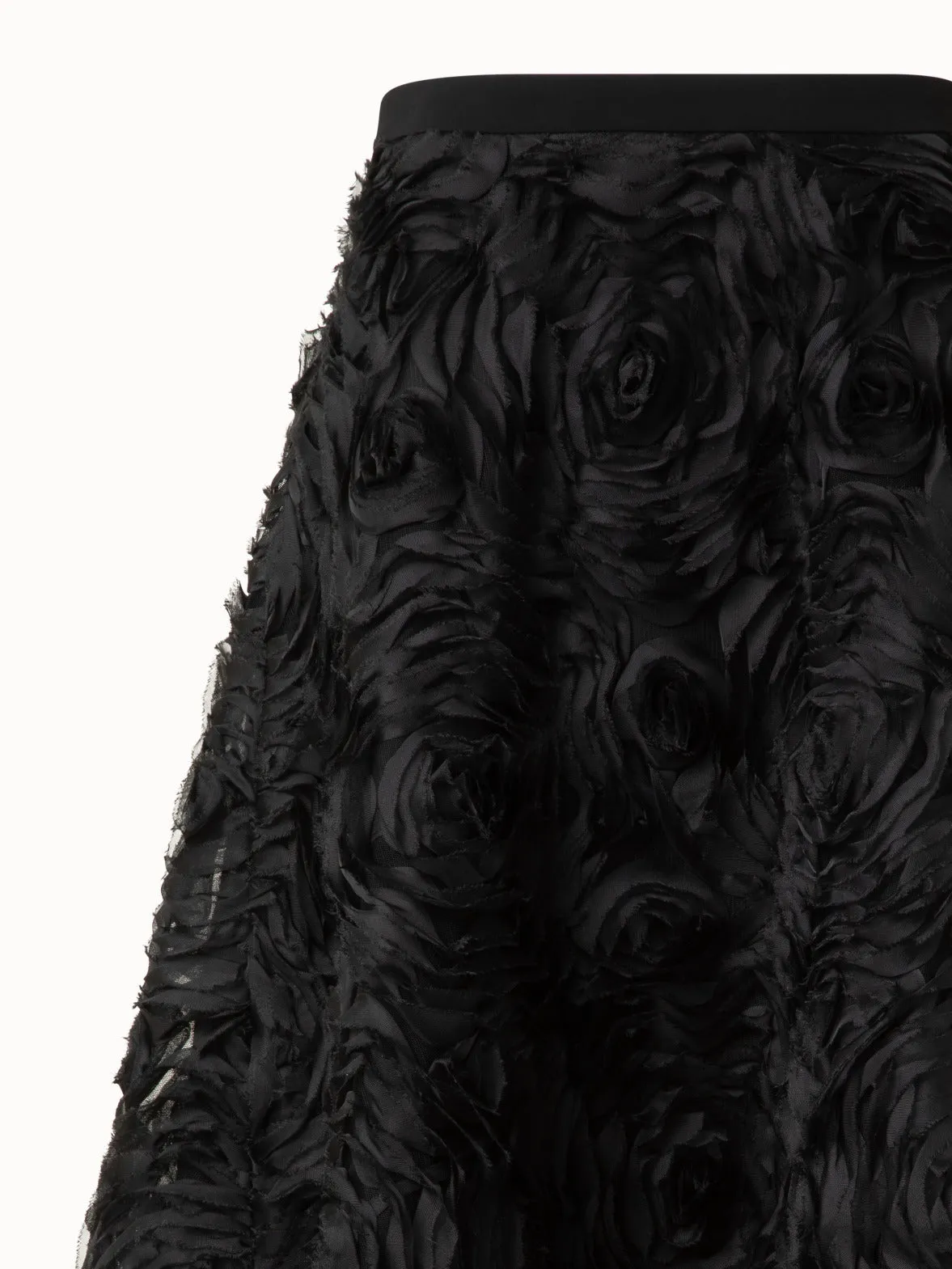 A-Line Midi Skirt with 3D Carnation Embroidery