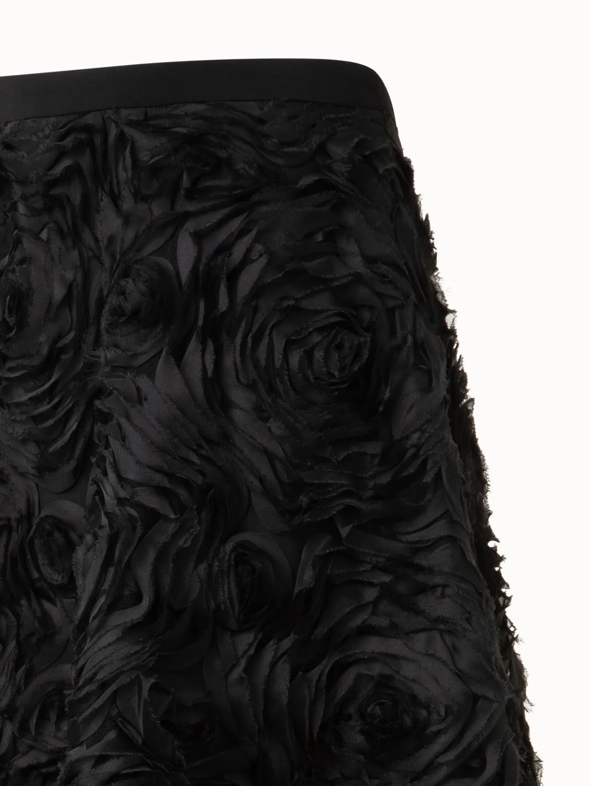 A-Line Midi Skirt with 3D Carnation Embroidery