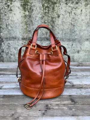 Addison Handmade Leather Bucket Bag
