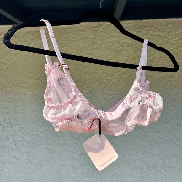 Agent Provocateur Cinta Soft Cup Bra Girly Ruffle Balconette Bra Pink Size 3 NWT