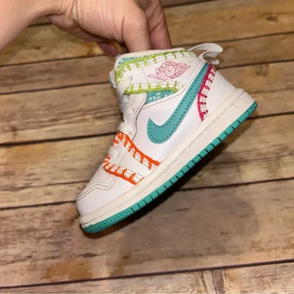 Air Jordan 1 Mid Multi Knit Leather Athletic Shoes