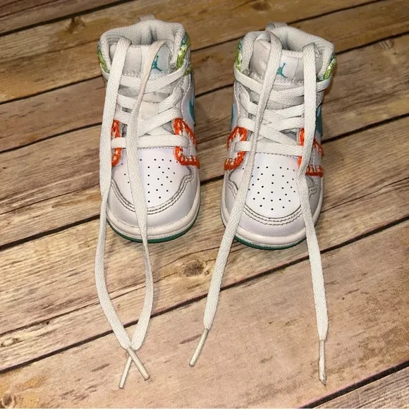Air Jordan 1 Mid Multi Knit Leather Athletic Shoes