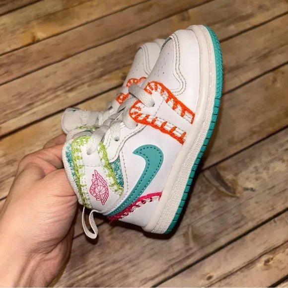 Air Jordan 1 Mid Multi Knit Leather Athletic Shoes