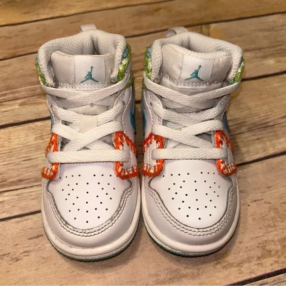 Air Jordan 1 Mid Multi Knit Leather Athletic Shoes