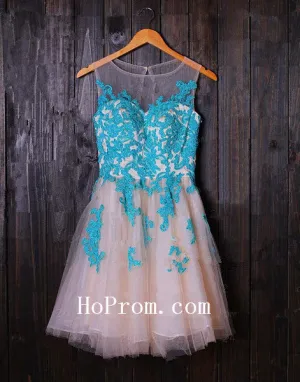 Applique Prom Dresses,Short Prom Dress,Sleeveless Evening Dresses