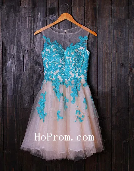 Applique Prom Dresses,Short Prom Dress,Sleeveless Evening Dresses