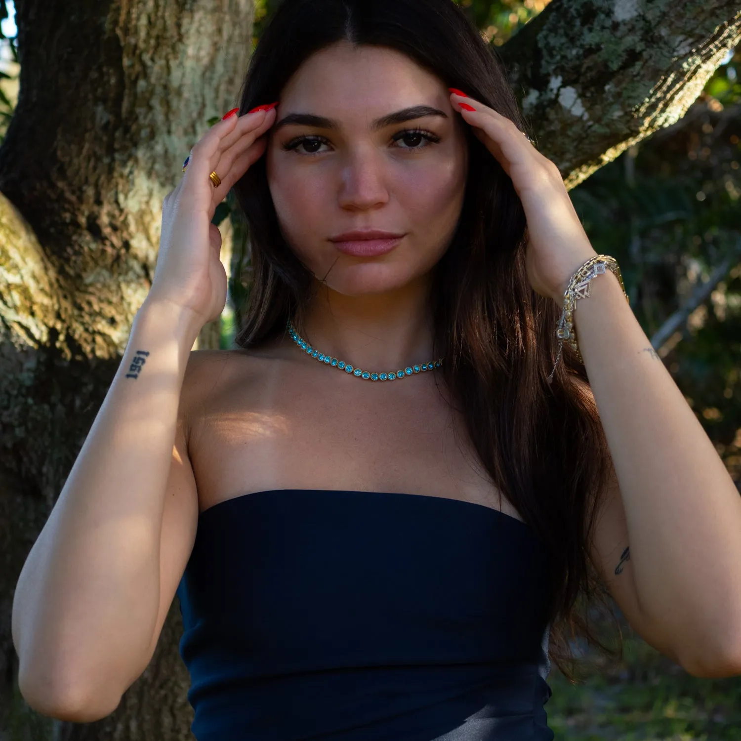 Aquamarine Tennis Mystic Necklace