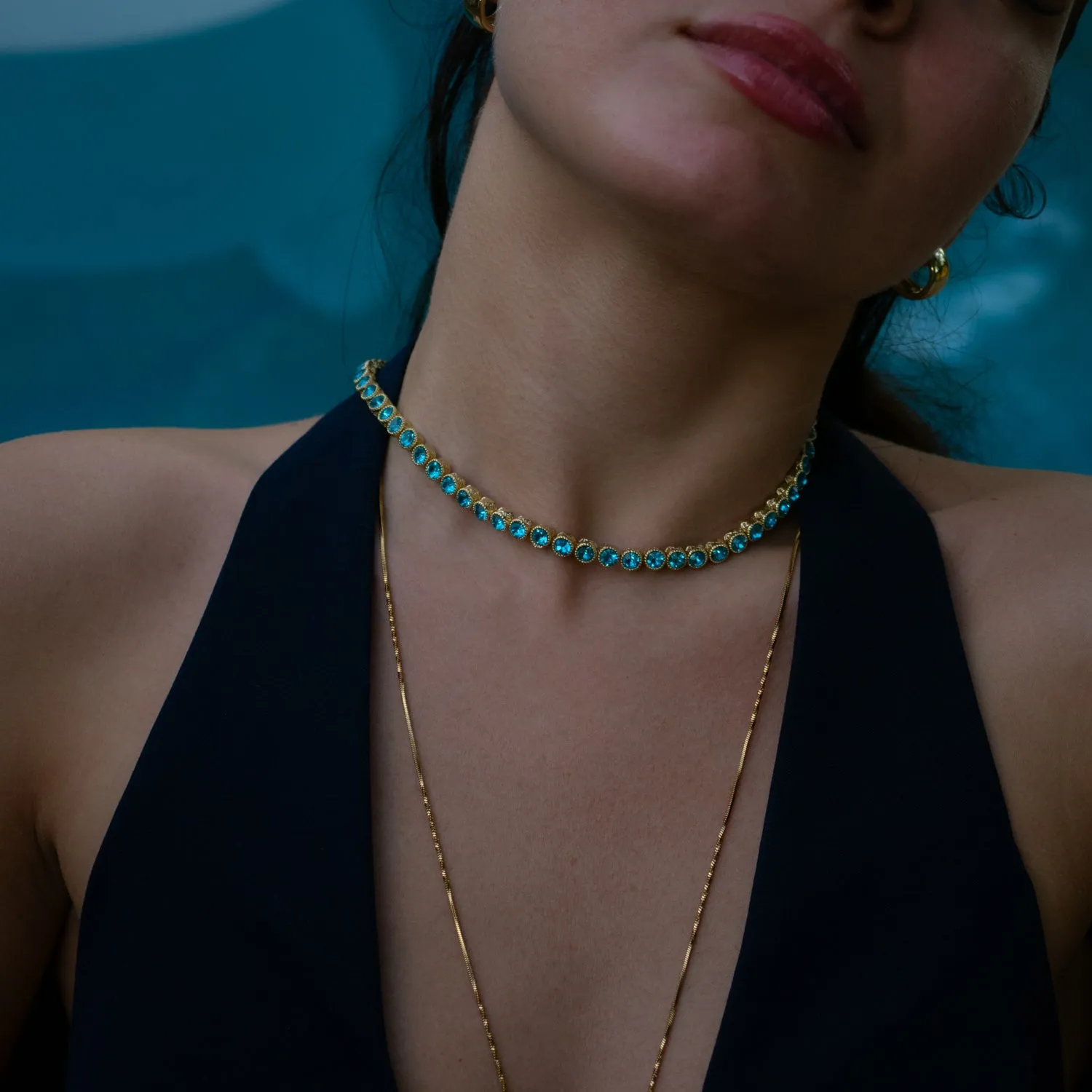 Aquamarine Tennis Mystic Necklace