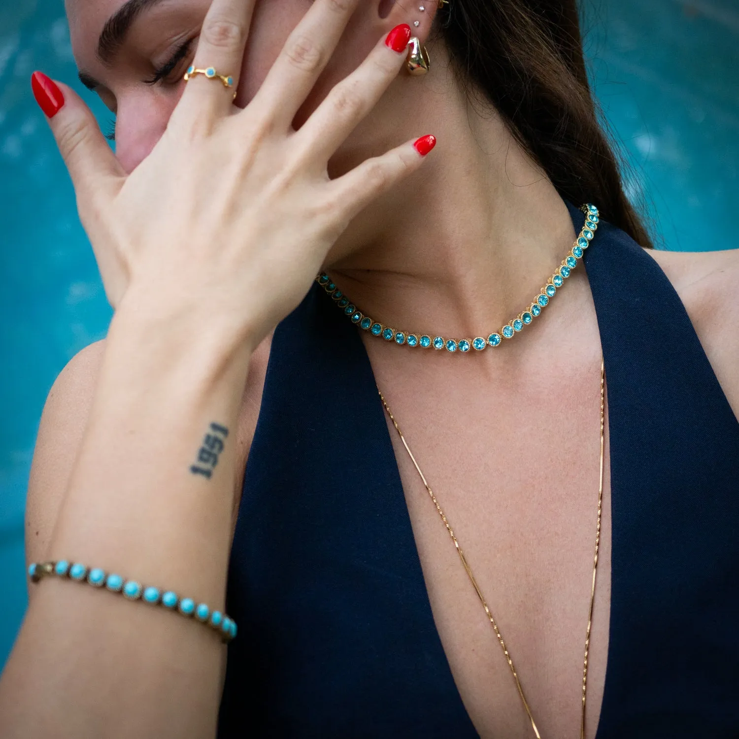 Aquamarine Tennis Mystic Necklace