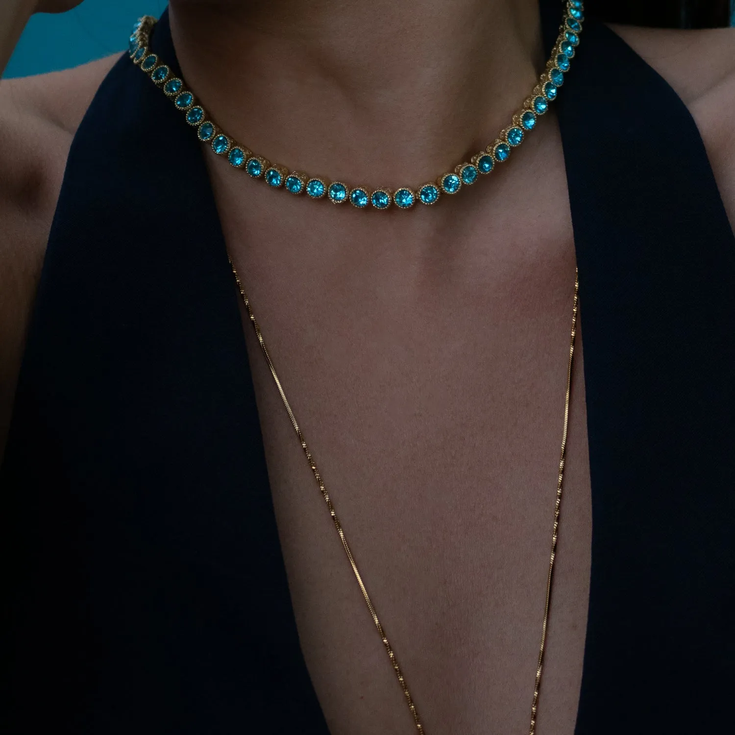 Aquamarine Tennis Mystic Necklace