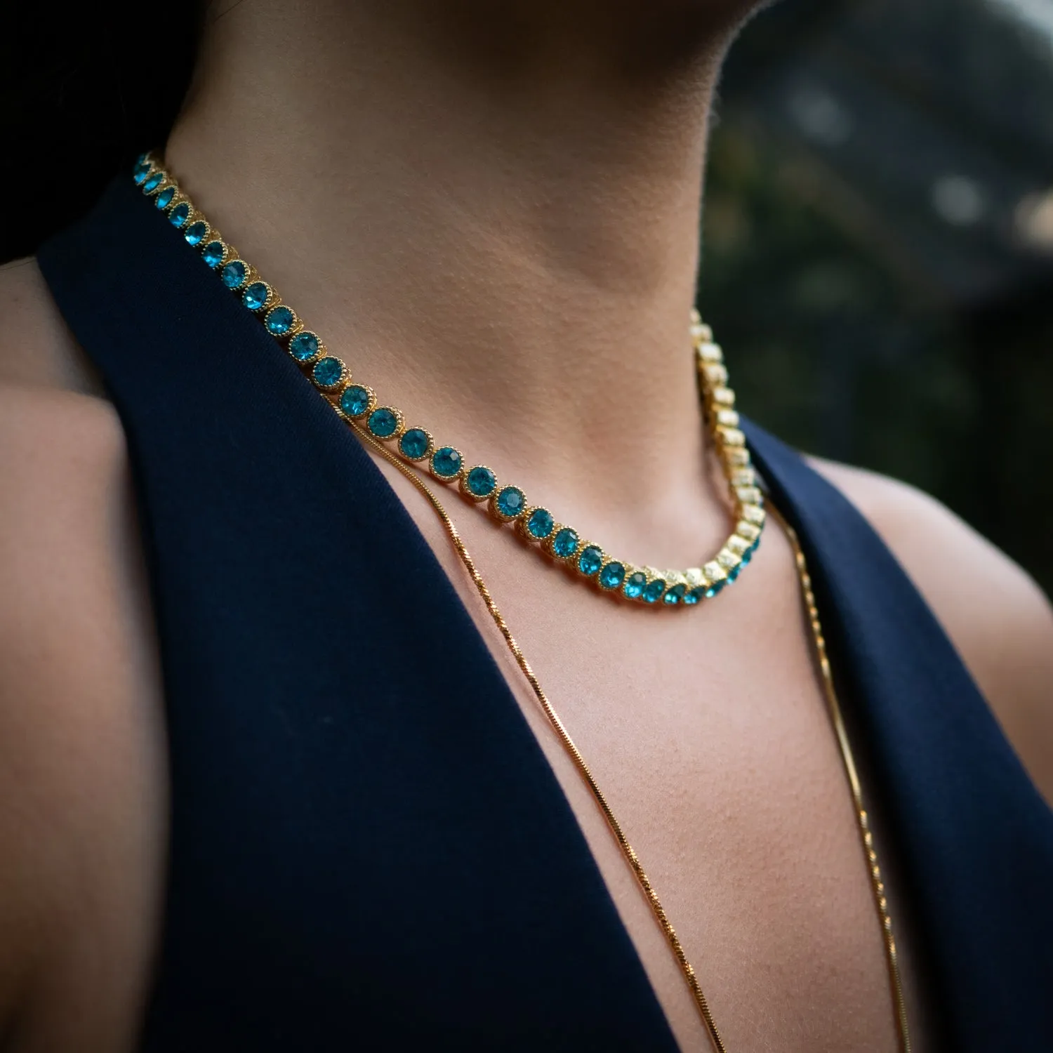 Aquamarine Tennis Mystic Necklace