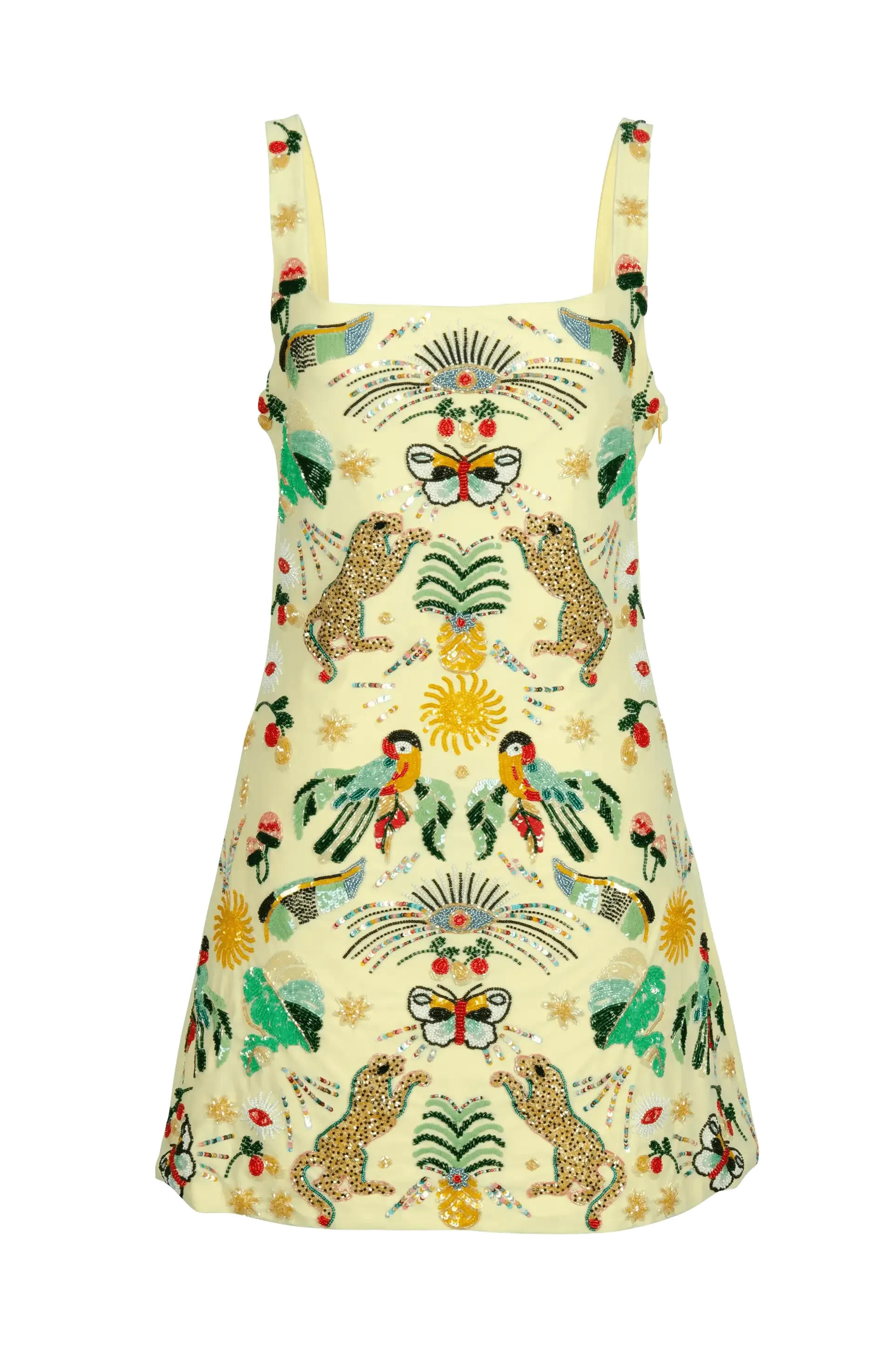 Aurelia Embroidered Luxury Sequin Mini Dress Yellow