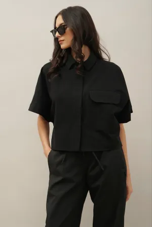 Avram Black Short-Sleeve Button-Down Shirt – Relaxed Fit