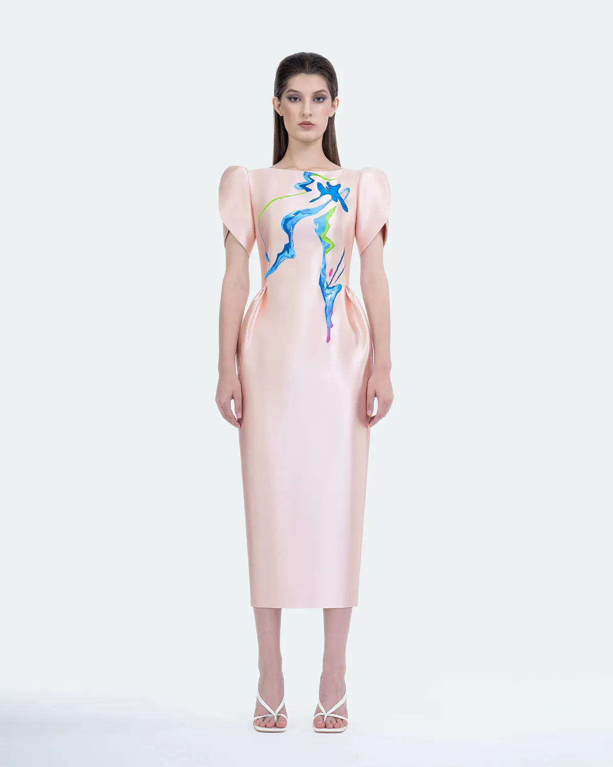 Azalea - Pale Pink Zibeline Midi Dress