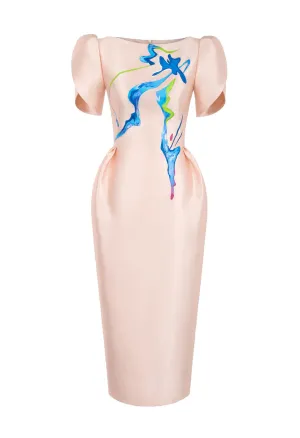 Azalea - Pale Pink Zibeline Midi Dress