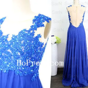 Backless Prom Dresses,Zipper Blue Prom Dress,Evening Dress