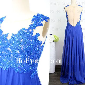 Backless Prom Dresses,Zipper Blue Prom Dress,Evening Dress