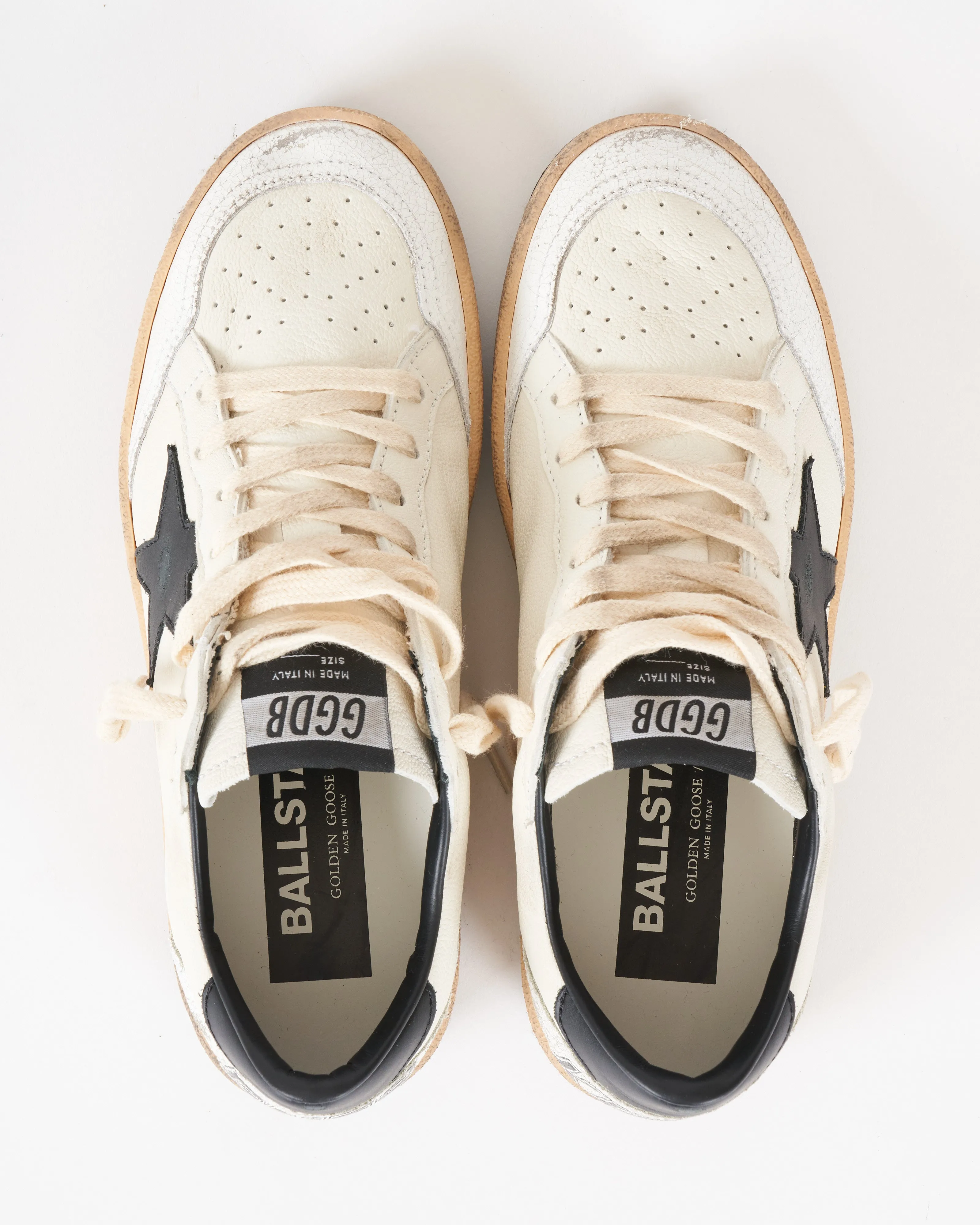 ball star nappa upper heel crack toe - white/black