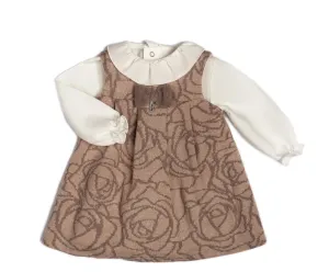Barcellino Rose Print Dress - Milkshake Brown