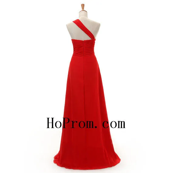 Beaded Red Prom Dresses,One Shoulder Prom Dress,Evening Dress