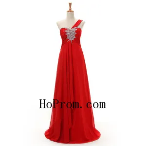 Beaded Red Prom Dresses,One Shoulder Prom Dress,Evening Dress