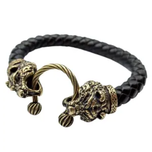 Bear head leather bracelet