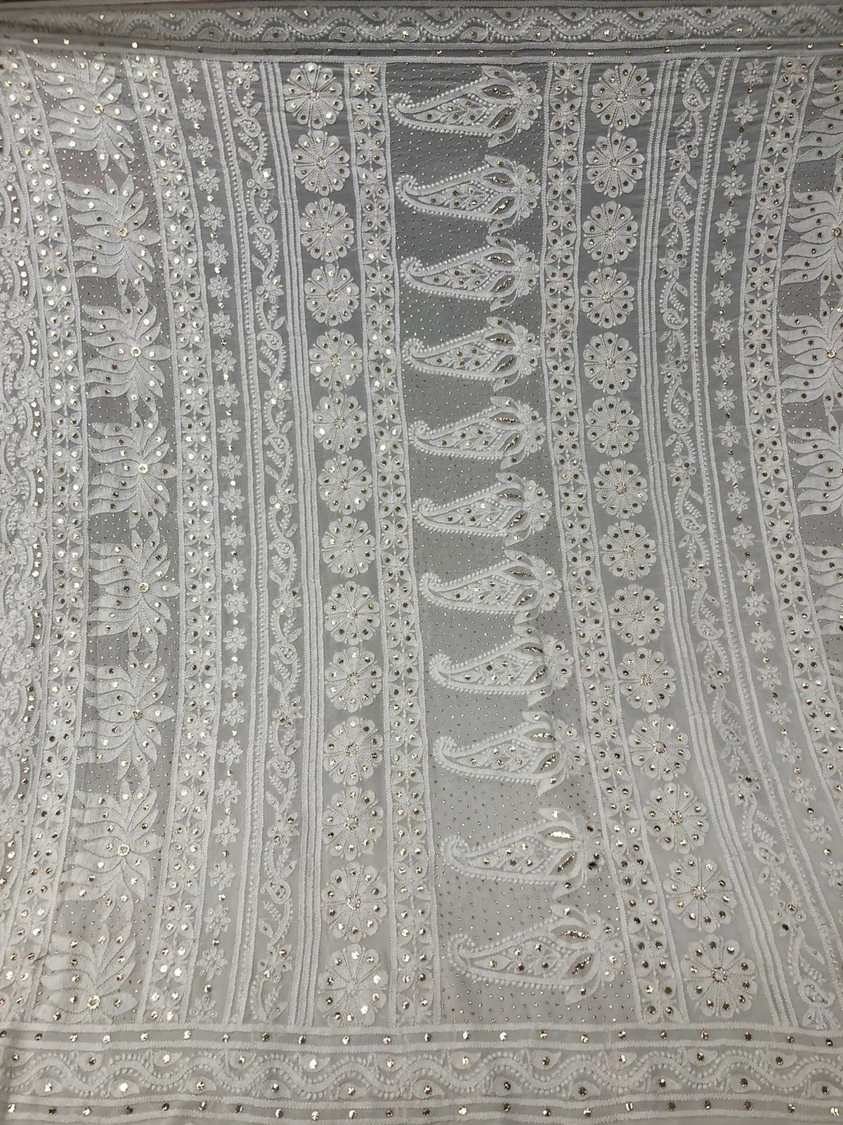 Beautiful Pure Georgette Handwork Chikankari Off-White Anarkali Suit