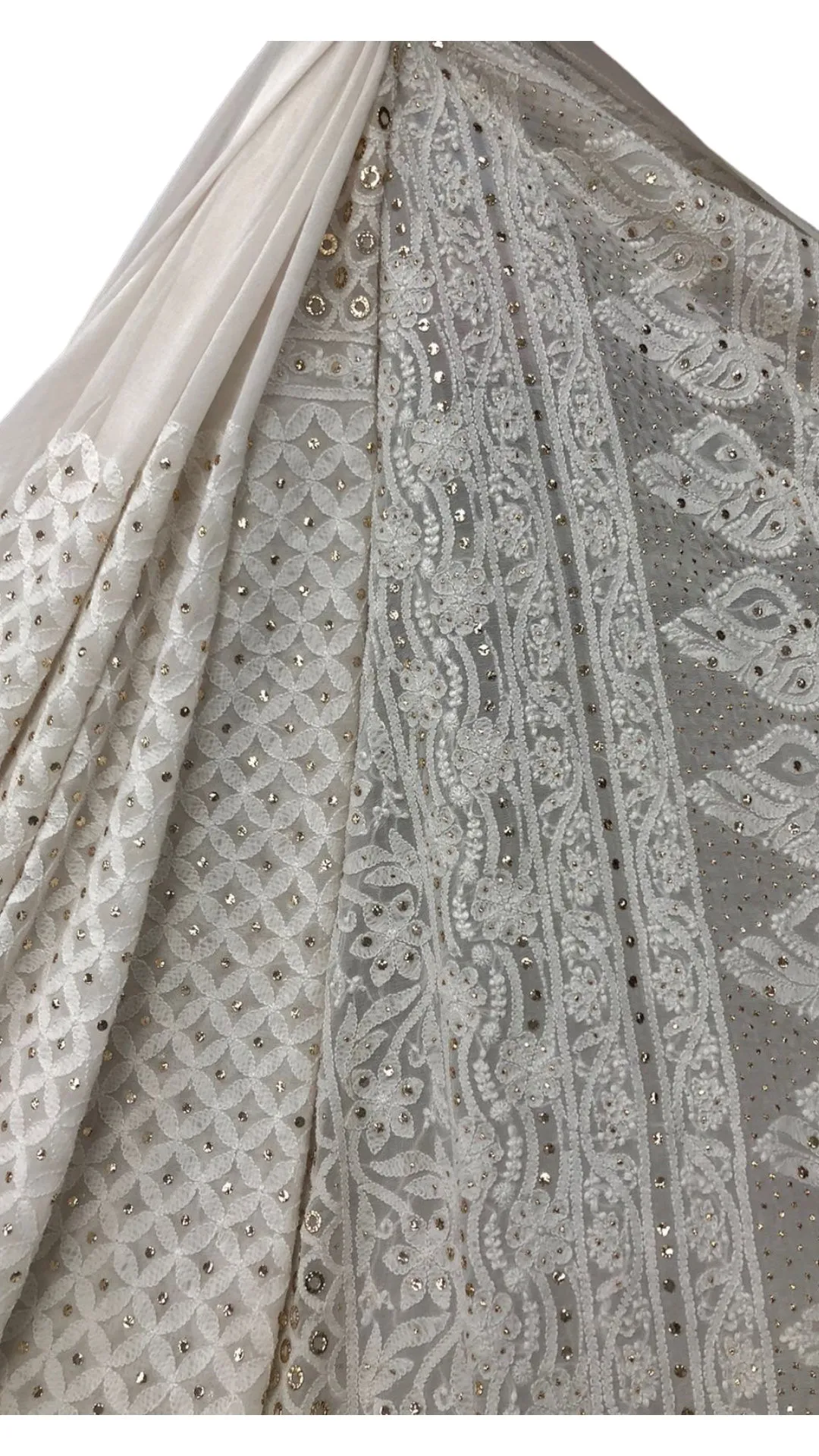 Beautiful Pure Georgette Handwork Chikankari Off-White Anarkali Suit