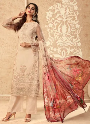 Beige Pakistani Salwar Kameez Suit