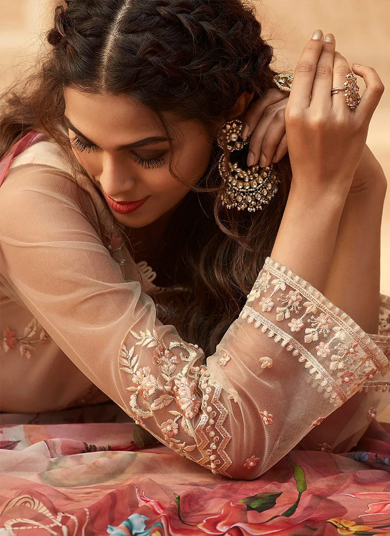 Beige Pakistani Salwar Kameez Suit