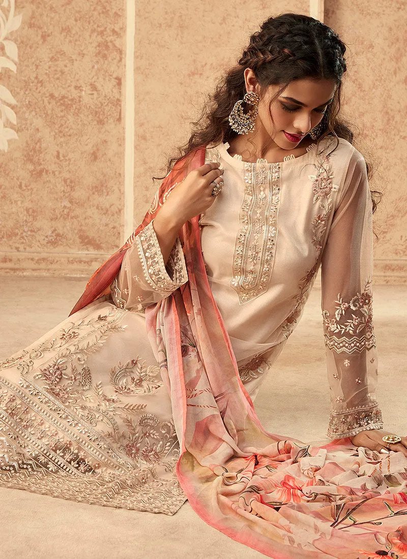 Beige Pakistani Salwar Kameez Suit