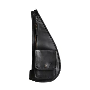 Black Leather Sling Bag
