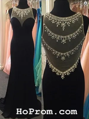 Black Round Neck Prom Dresses Black Prom Dress Black Evening Dresses
