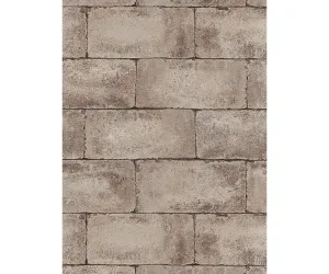 Blocks Structured Brown 7320-11 Wallpaper