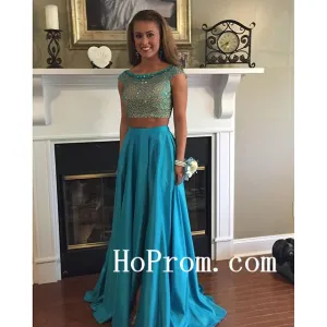 Blue Prom Dresses,Blue Chiffon Prom Dress,Long Evening Dress