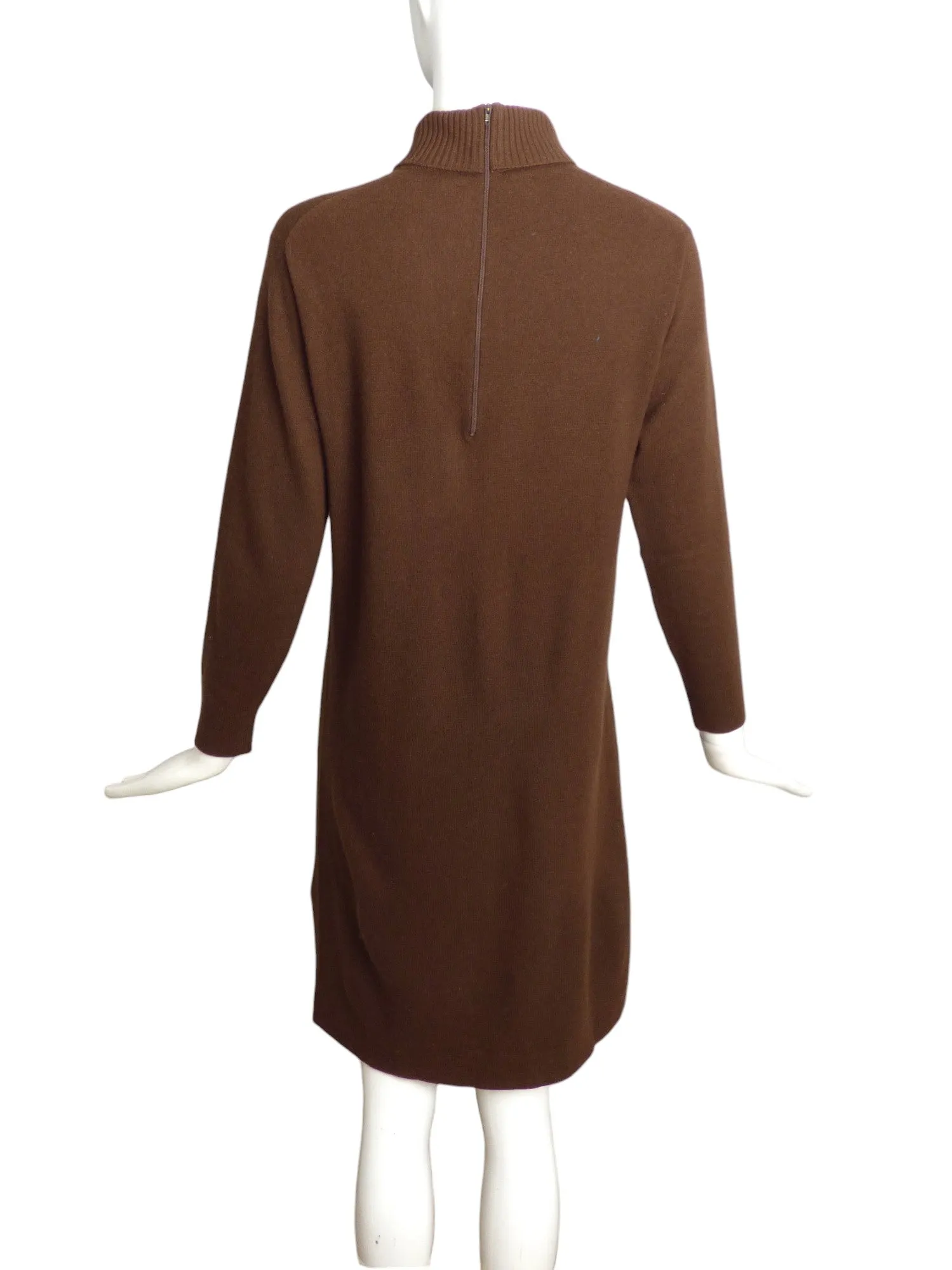 BONNIE CASHIN-1960s Brown Cashmere Knit Dress, Size-10