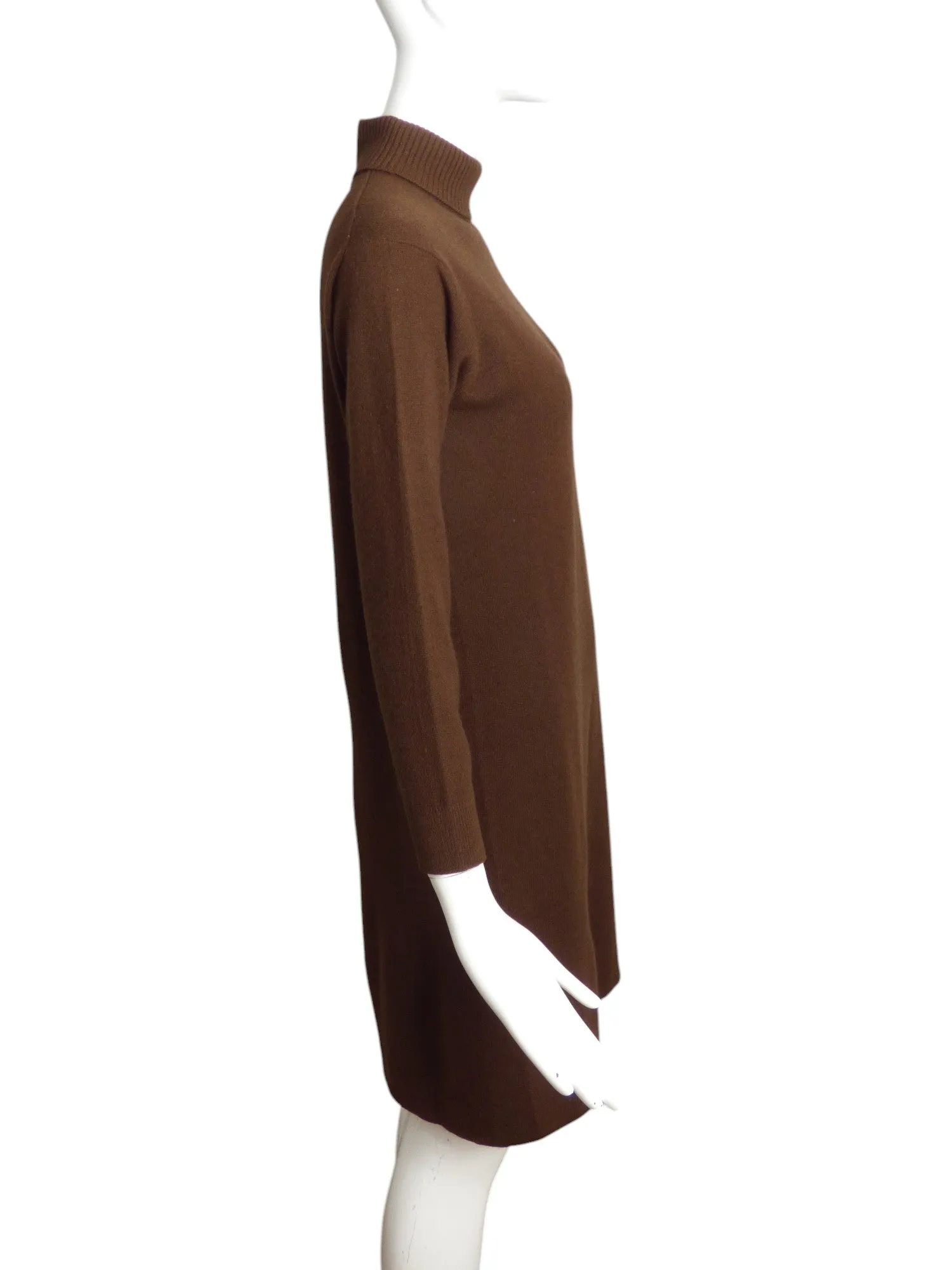 BONNIE CASHIN-1960s Brown Cashmere Knit Dress, Size-10