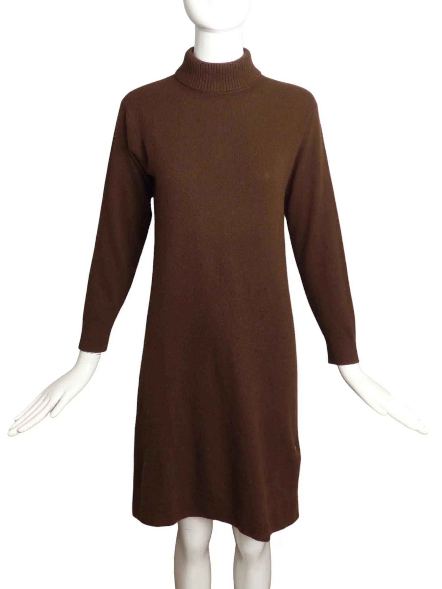 BONNIE CASHIN-1960s Brown Cashmere Knit Dress, Size-10