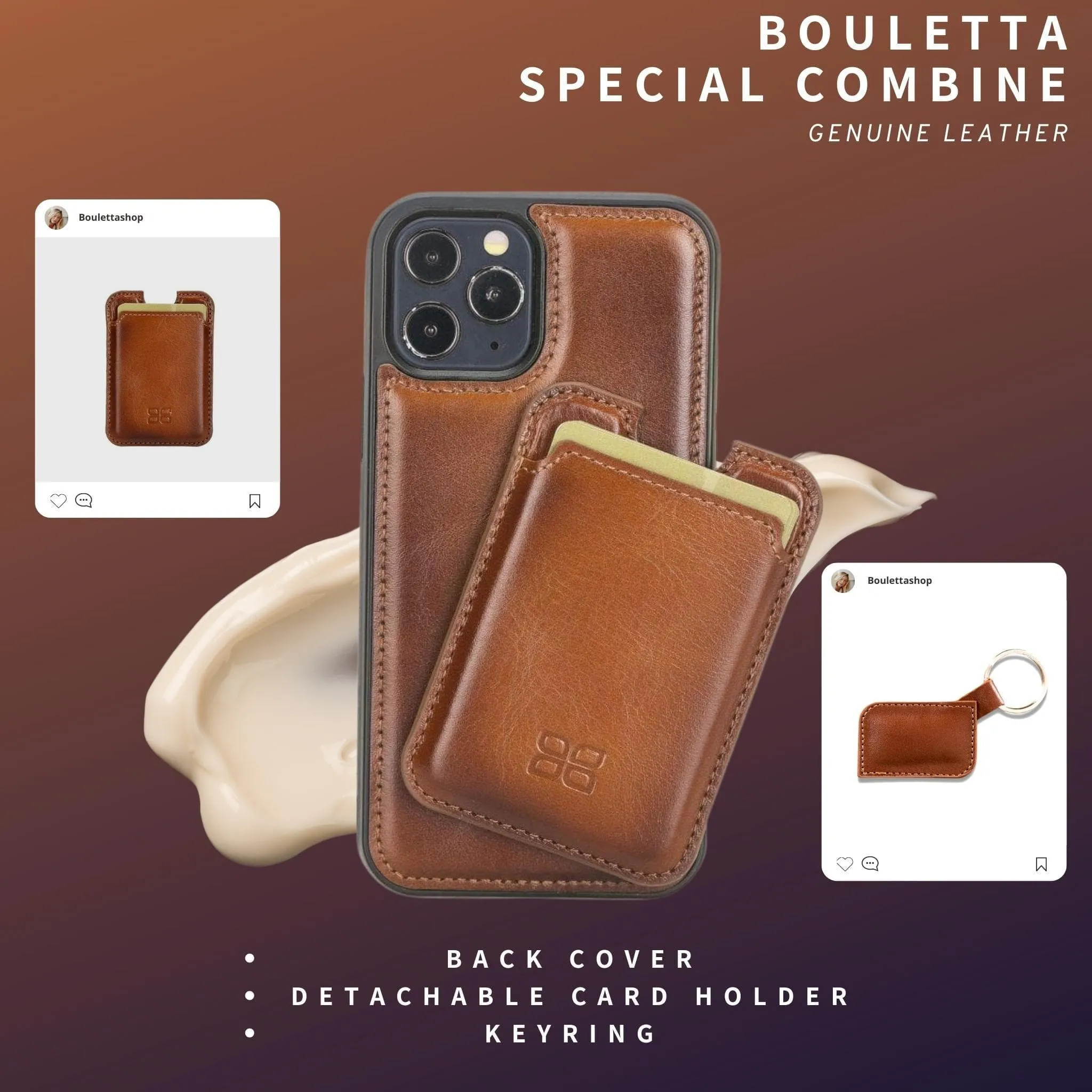Bouletta Combines, Leather Back Covers, Card Holders and Keyrings for Special Days