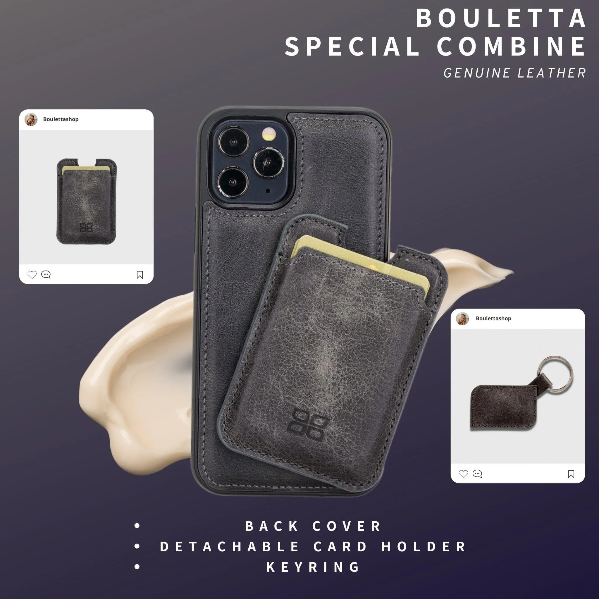 Bouletta Combines, Leather Back Covers, Card Holders and Keyrings for Special Days