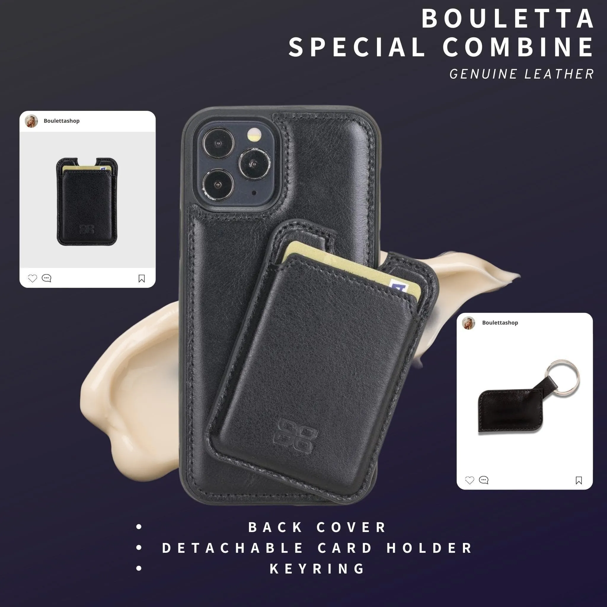 Bouletta Combines, Leather Back Covers, Card Holders and Keyrings for Special Days