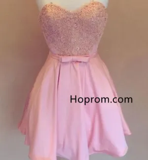 Bowknot Belt Lovely Pink Beading Homecoming Dresses