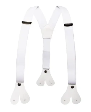 Boys White Button End Suspenders