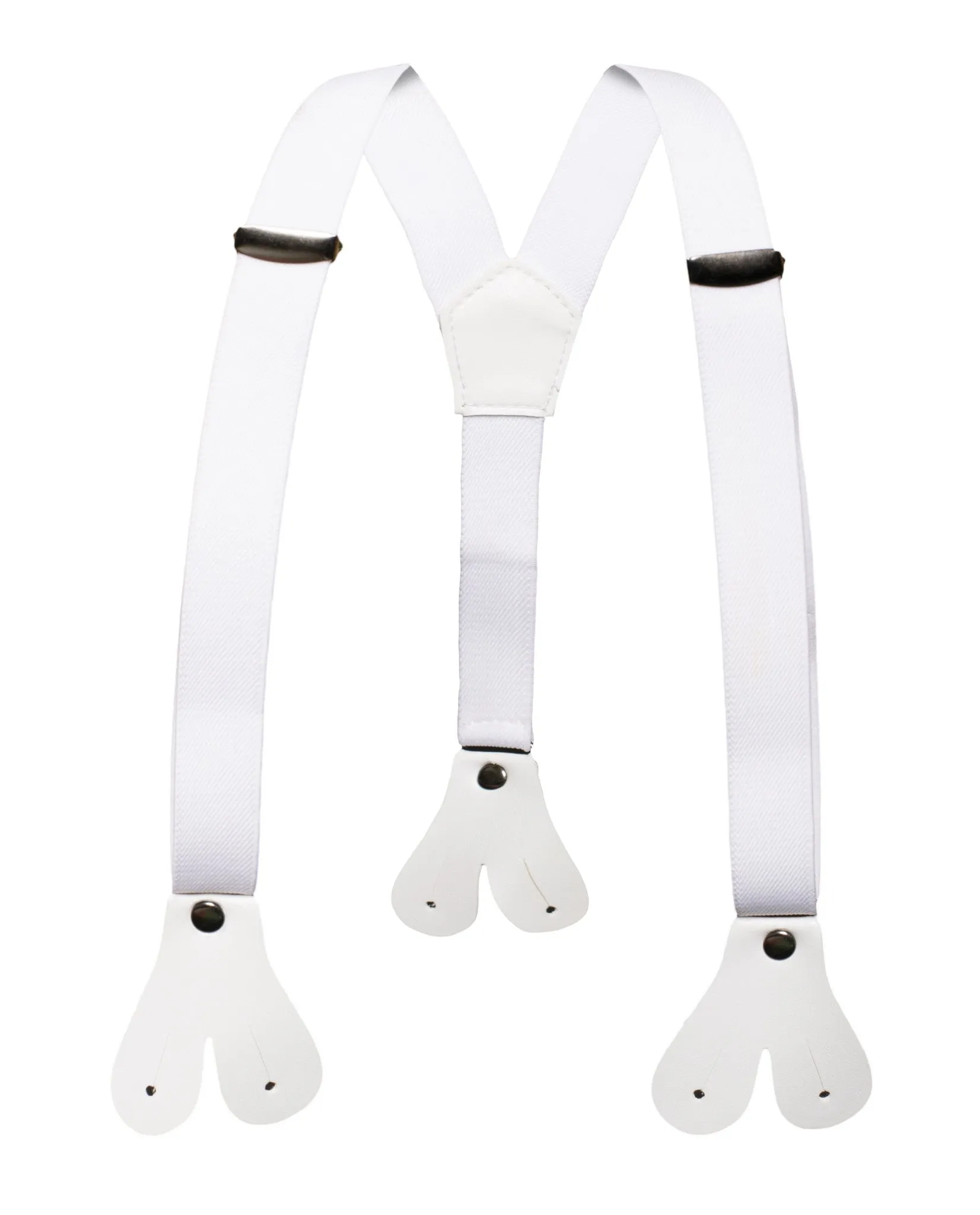 Boys White Button End Suspenders