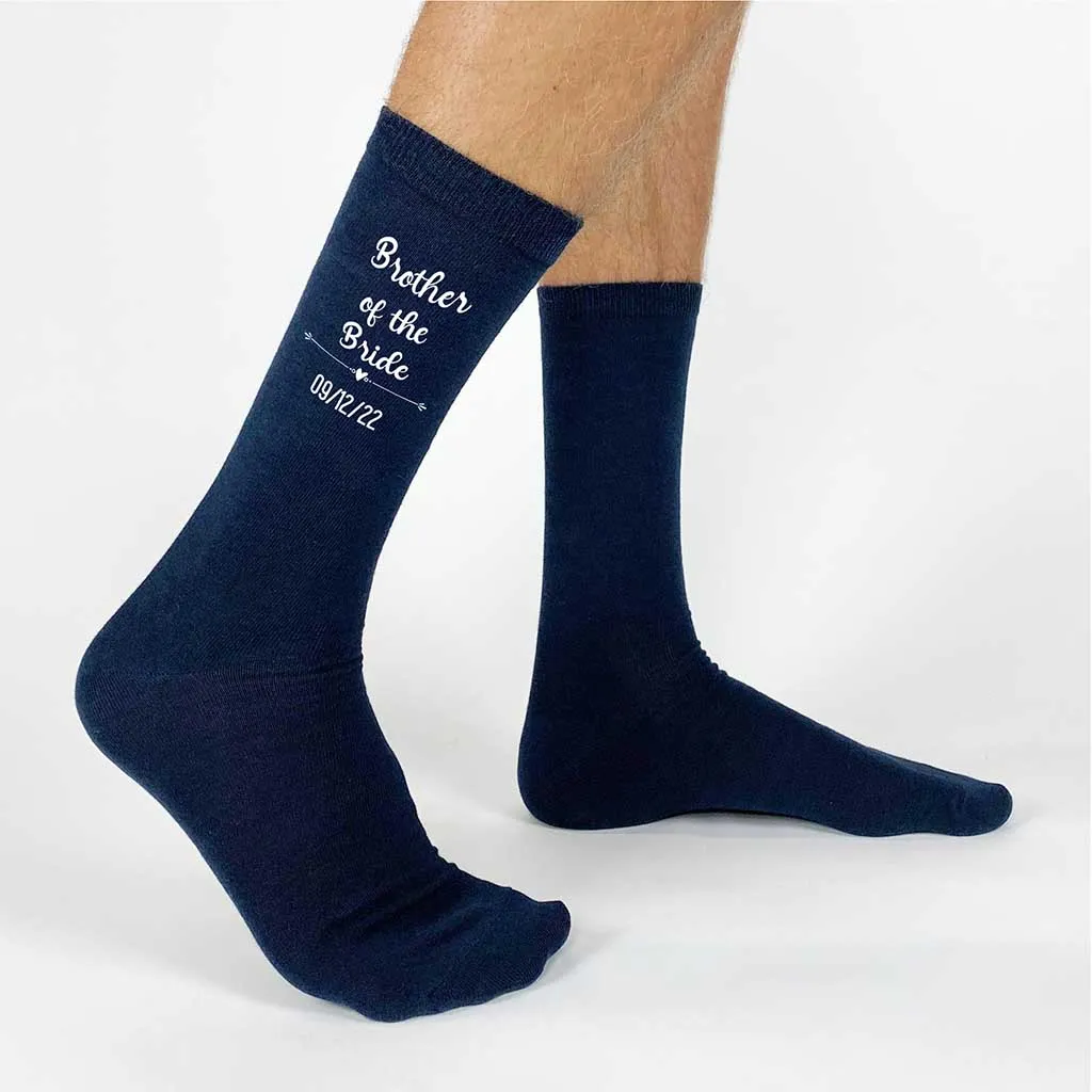 Brother of Bride Socks Custom Printed with the Wedding Date