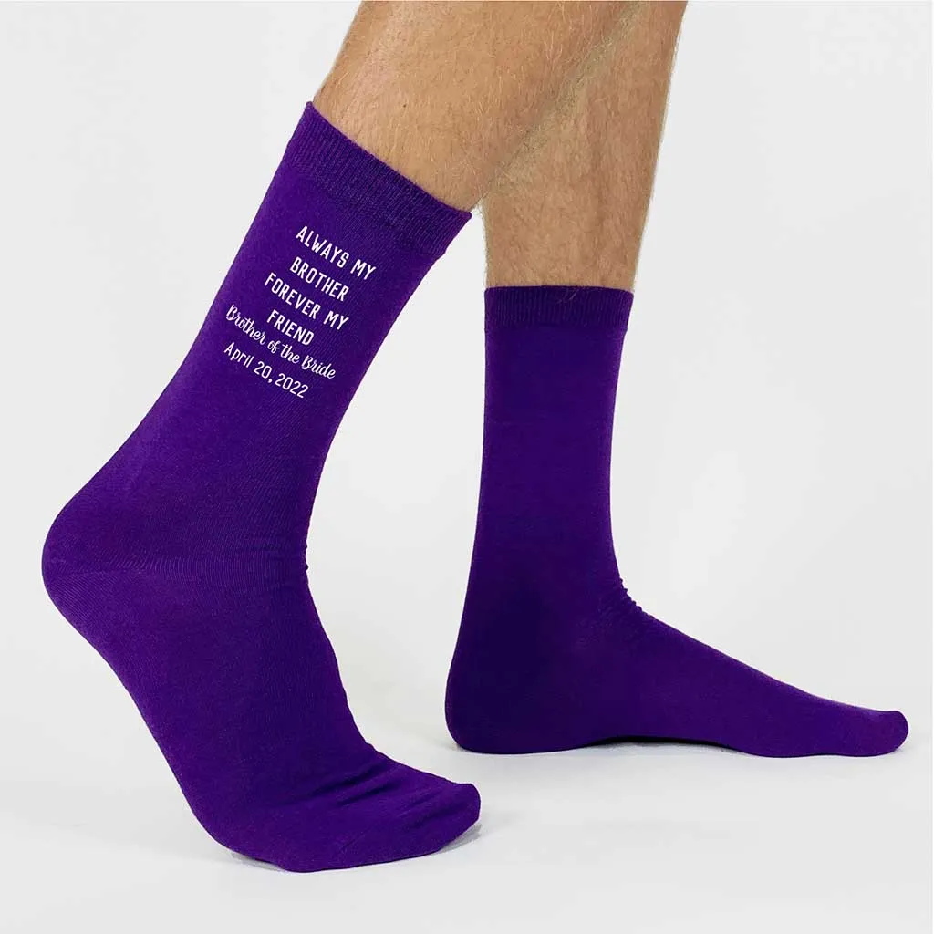 Brother of Bride Socks Custom Printed with the Wedding Date